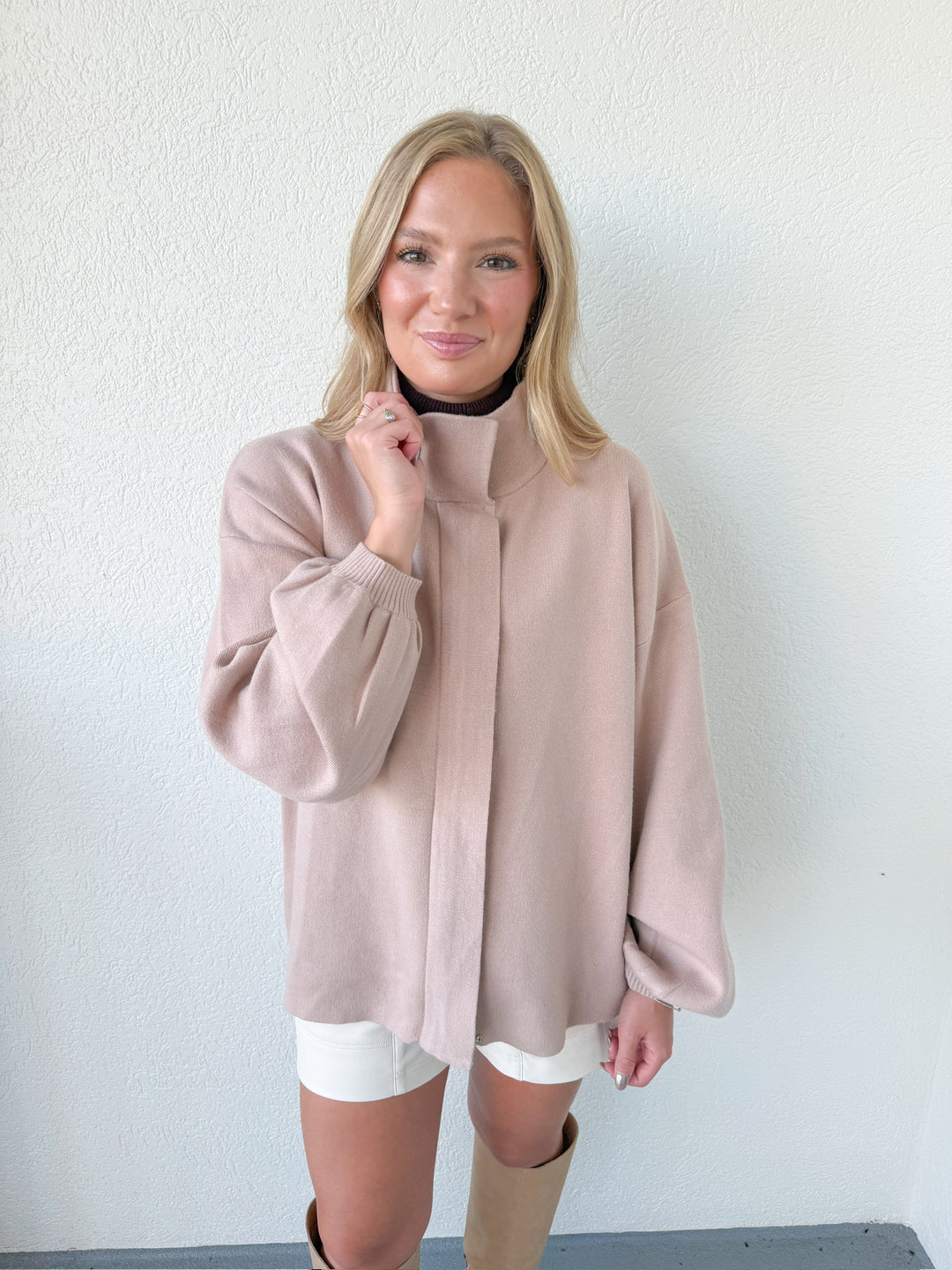 MARIE MOCK NECK SWEATER JACKET