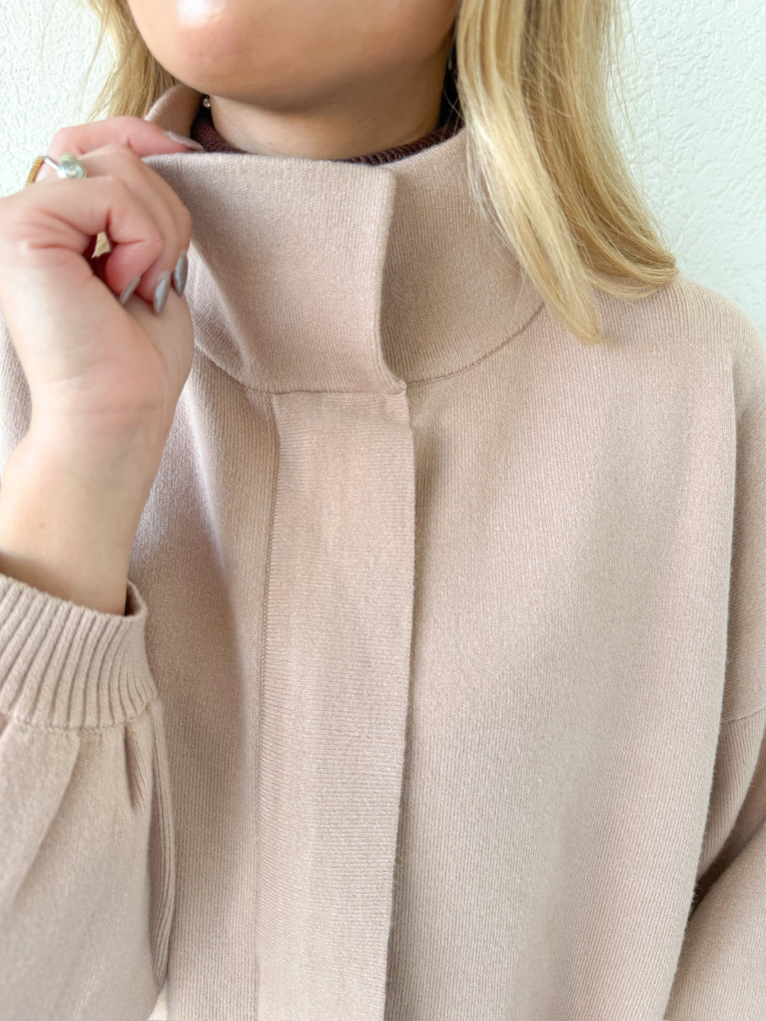 MARIE MOCK NECK SWEATER JACKET