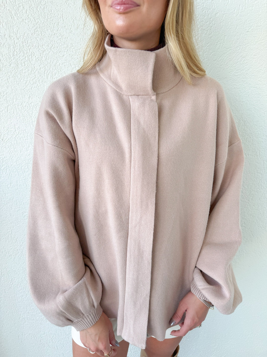 MARIE MOCK NECK SWEATER JACKET