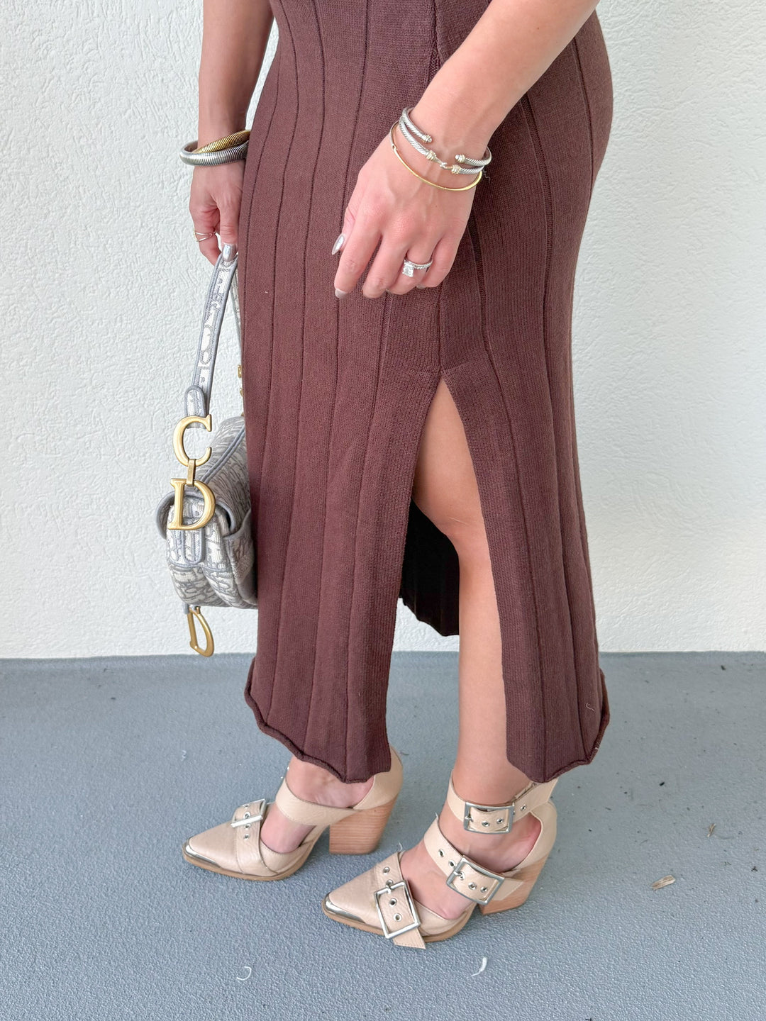 PREORDER - BROWN MIDI SET SKIRT