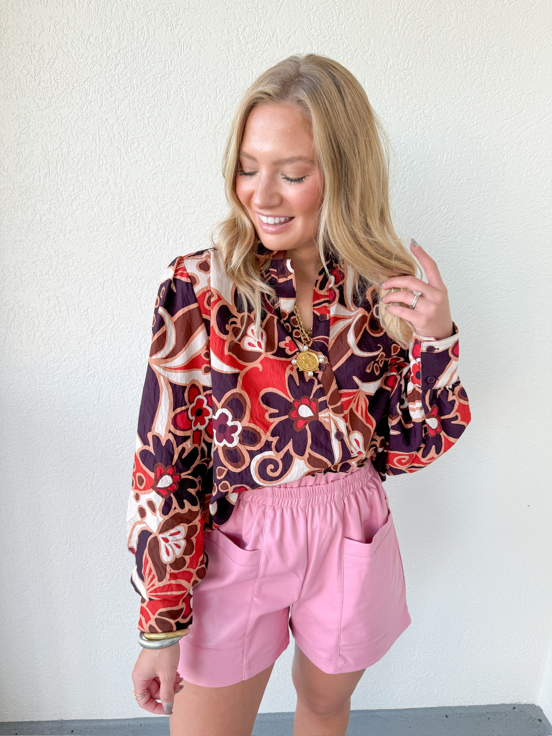 PRE-ORDER: PURPLE FLORAL PRINT BUTTON DOWN