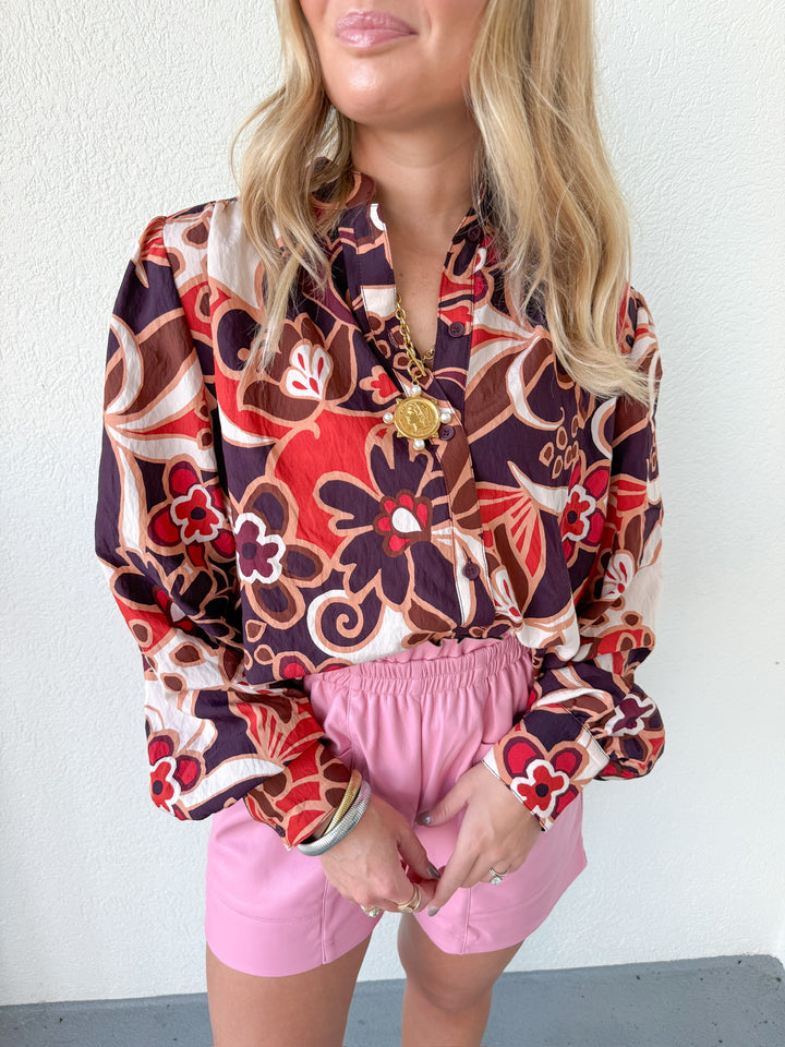 PRE-ORDER: PURPLE FLORAL PRINT BUTTON DOWN