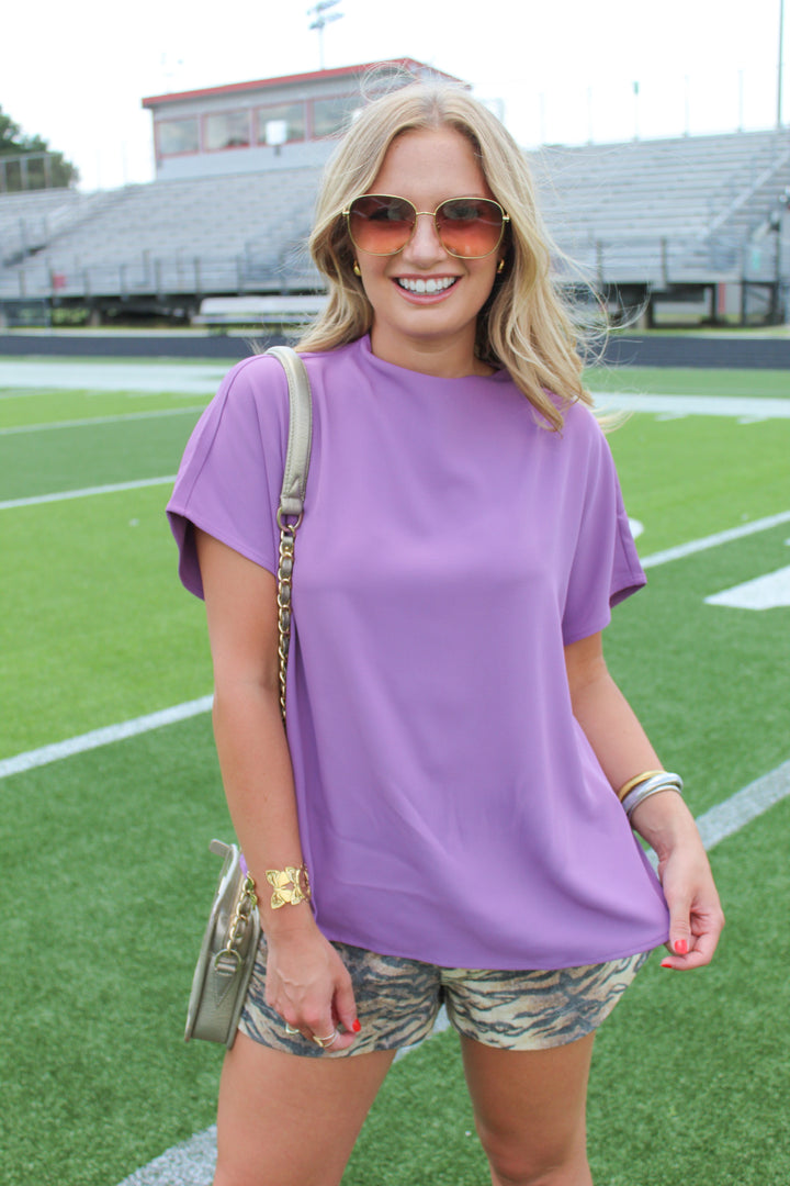SUGAR PLUM MOCK NECK BLOUSE