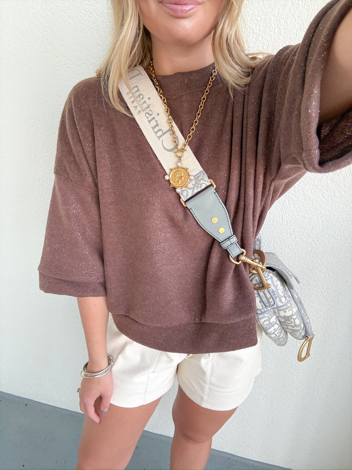 SHIMMER UP SHORT SLEEVE SWEATER