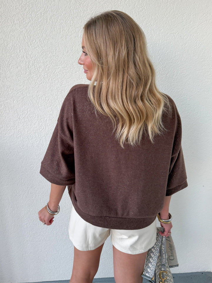 SHIMMER UP SHORT SLEEVE SWEATER