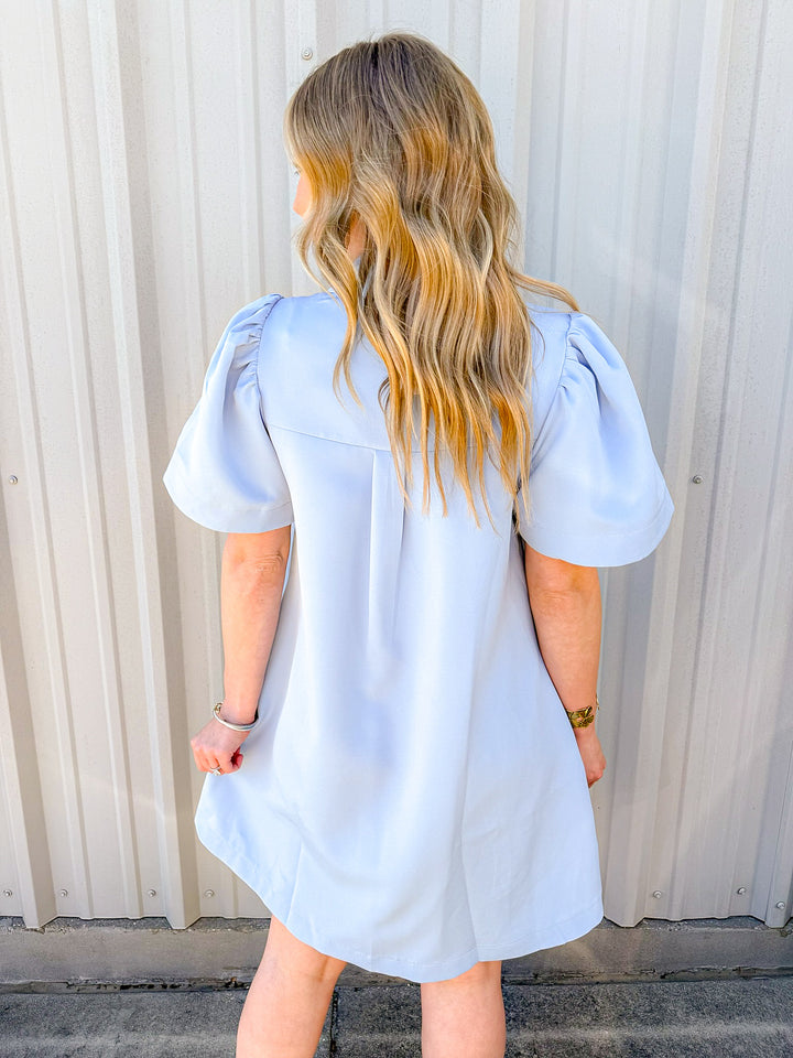 BLUE SKY BUTTON FRONT DRESS