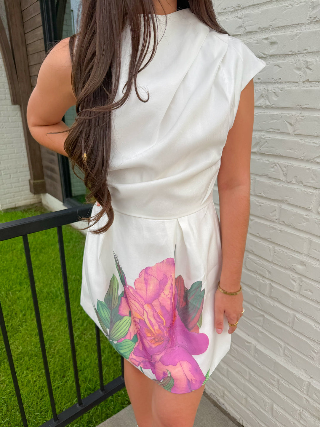 BOLDLY BLOOMING HIGH NECK MINI DRESS