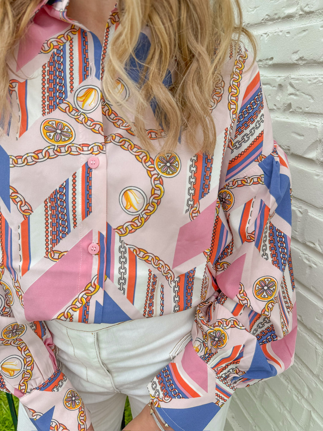 SIENNA GEOMETRIC CHAIN BUTTON DOWN