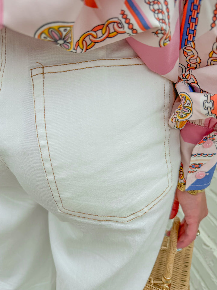 PURE FORM HIGH WAISTED CONTRAST STITCH FLARE PANT