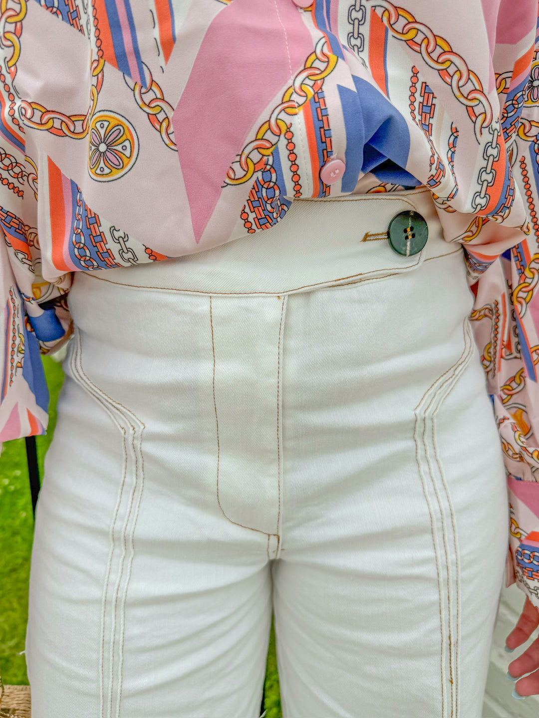 PURE FORM HIGH WAISTED CONTRAST STITCH FLARE PANT
