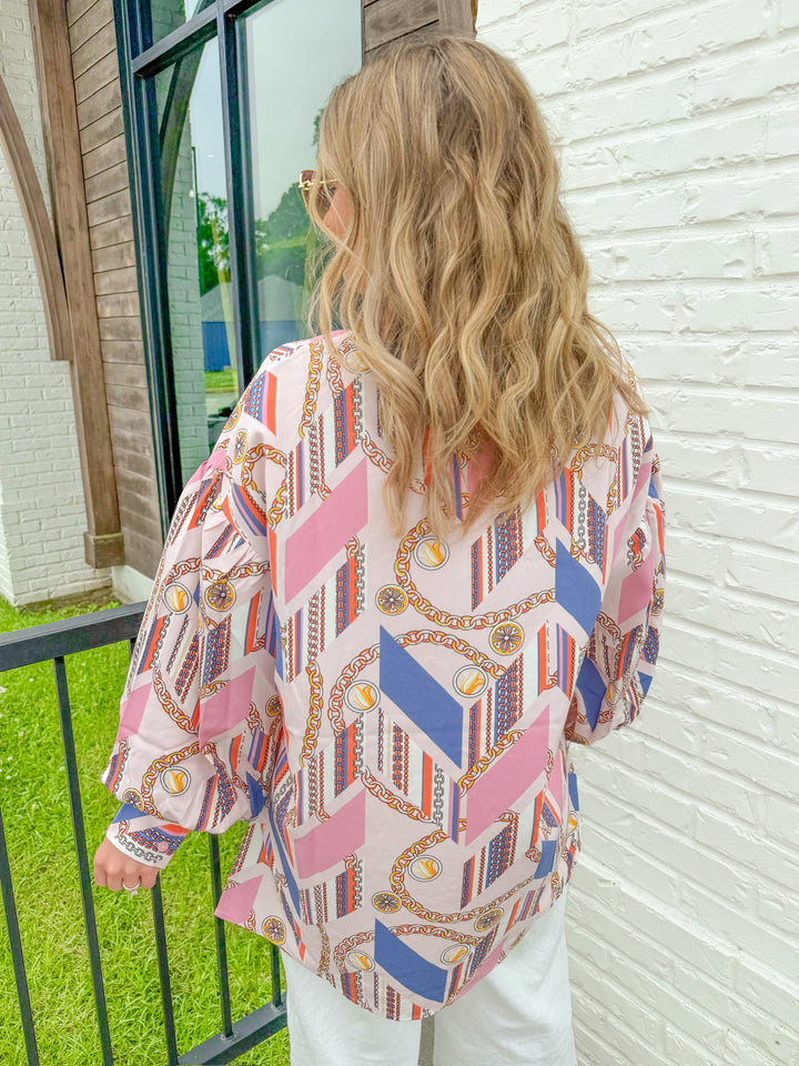 SIENNA GEOMETRIC CHAIN BUTTON DOWN