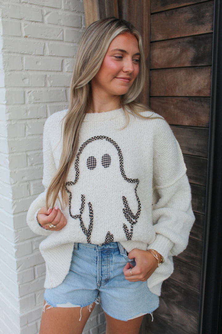 GINGHAM GHOST OVERSIZED SWEATER