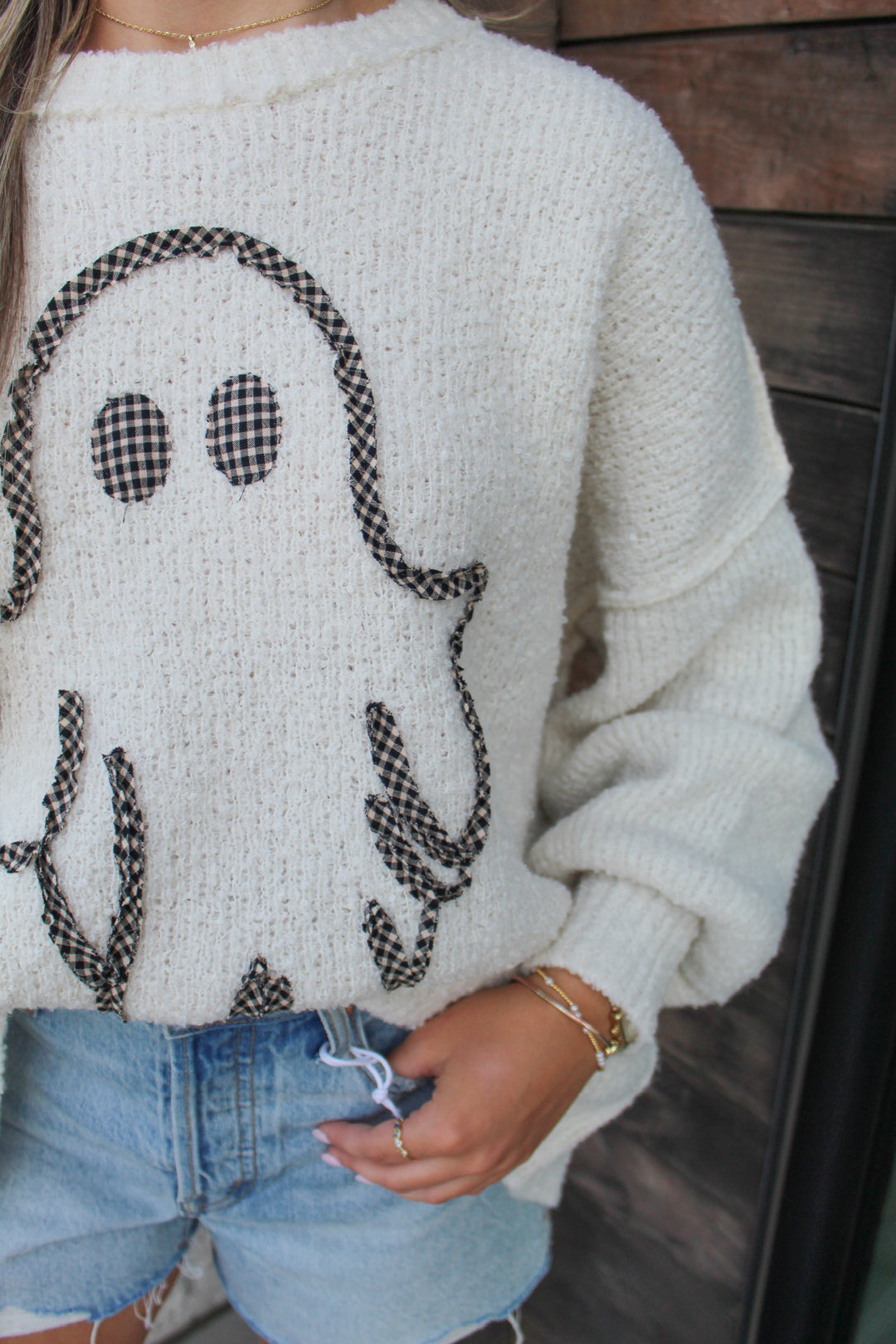 GINGHAM GHOST OVERSIZED SWEATER