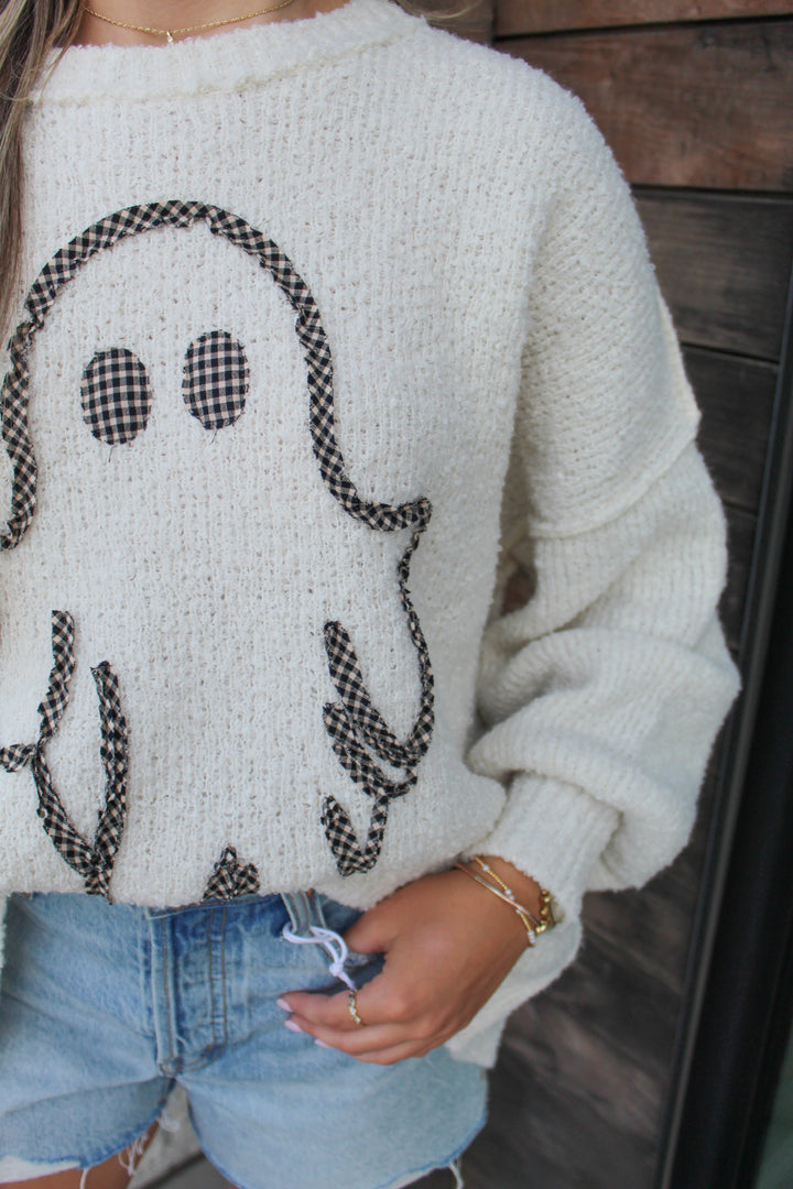 GINGHAM GHOST OVERSIZED SWEATER