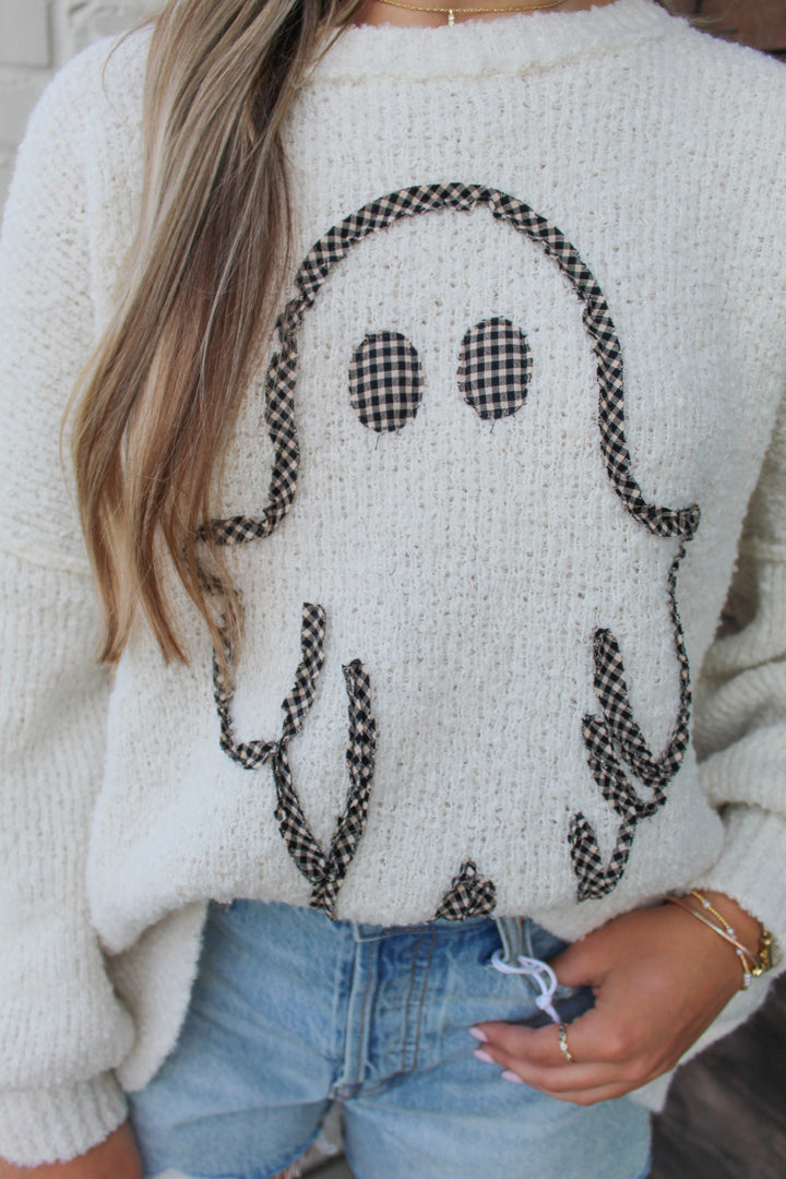 GINGHAM GHOST OVERSIZED SWEATER
