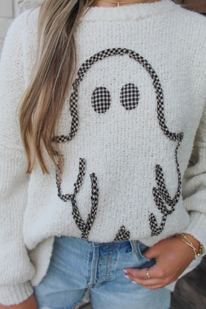GINGHAM GHOST OVERSIZED SWEATER