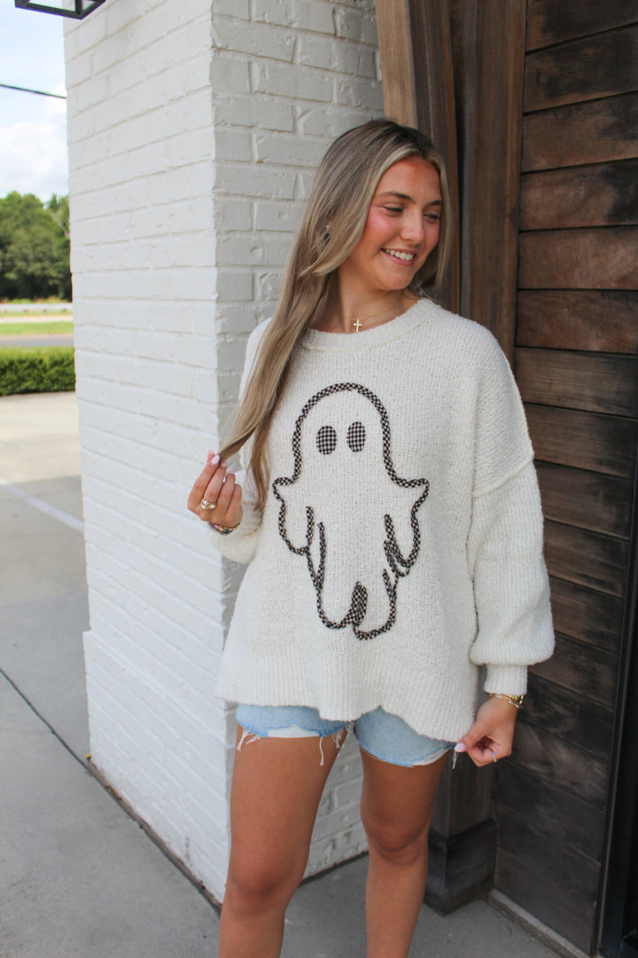 GINGHAM GHOST OVERSIZED SWEATER