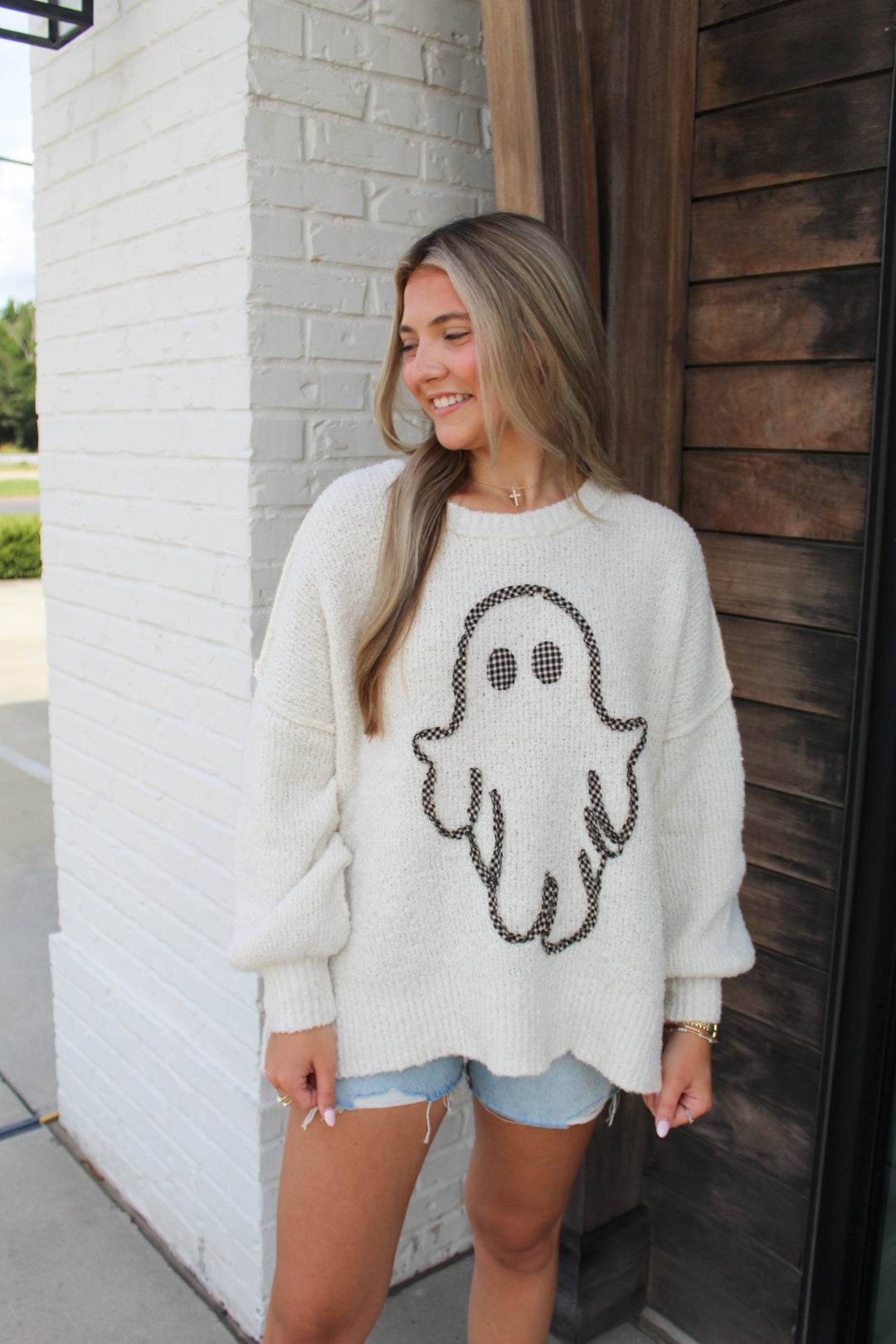 GINGHAM GHOST OVERSIZED SWEATER