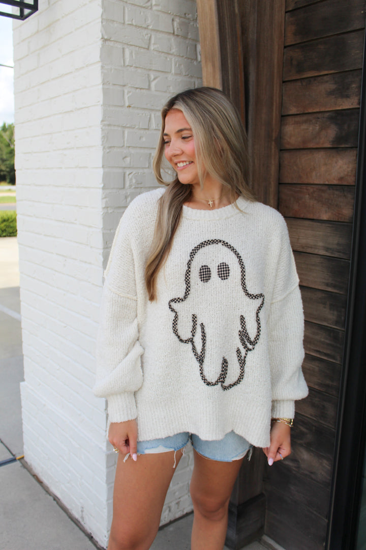 GINGHAM GHOST OVERSIZED SWEATER