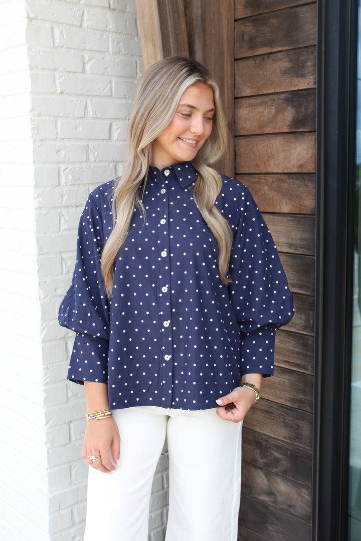 SWEET SPOT POLKA DOT BLOUSE