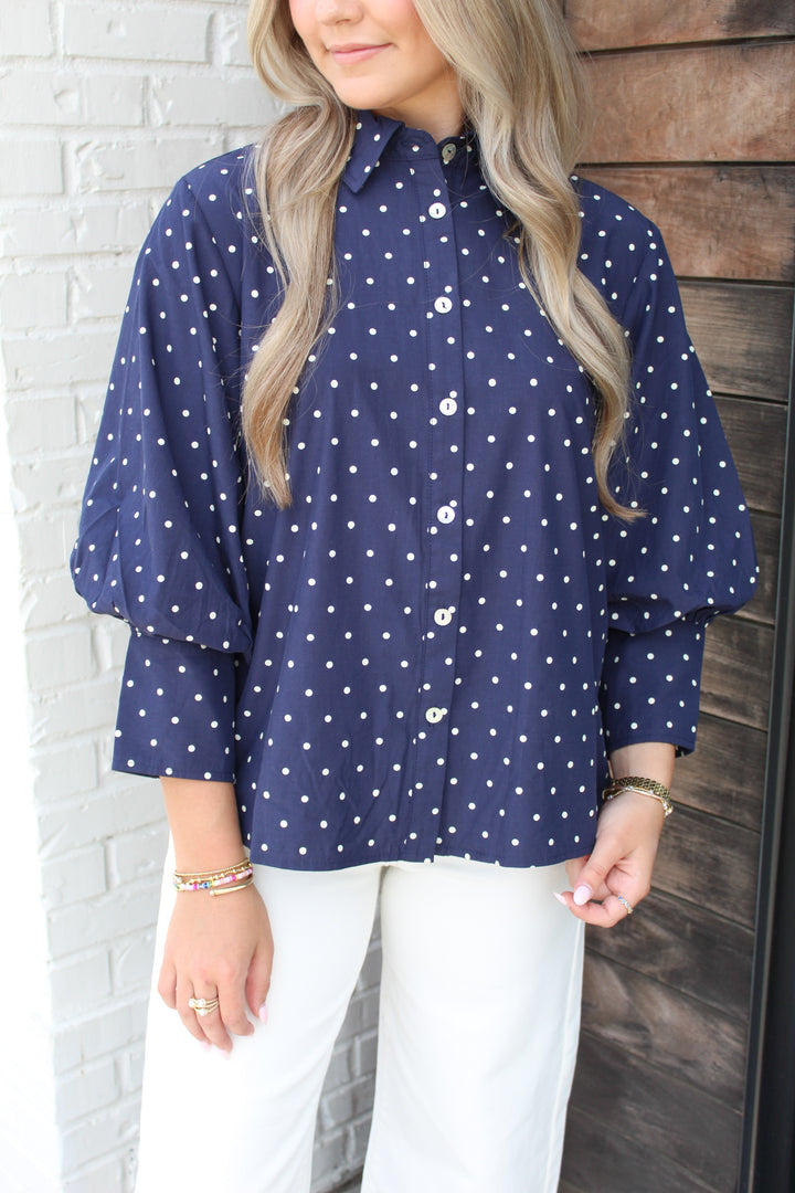 SWEET SPOT POLKA DOT BLOUSE