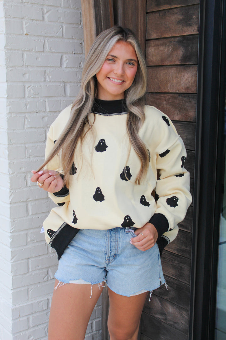 GHOSTED REVERSIBLE MOCK NECK SWEATSHIRT