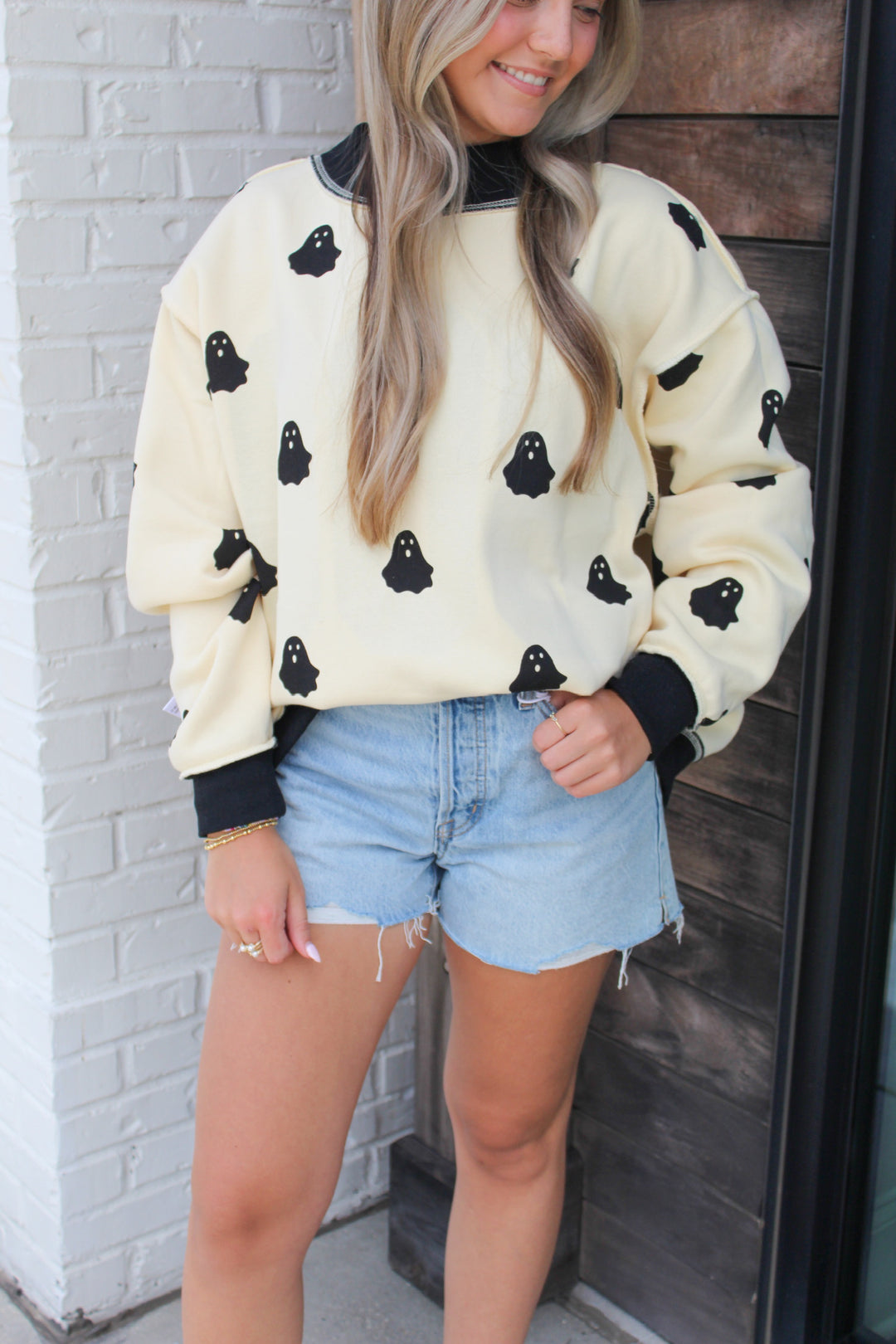 GHOSTED REVERSIBLE MOCK NECK SWEATSHIRT