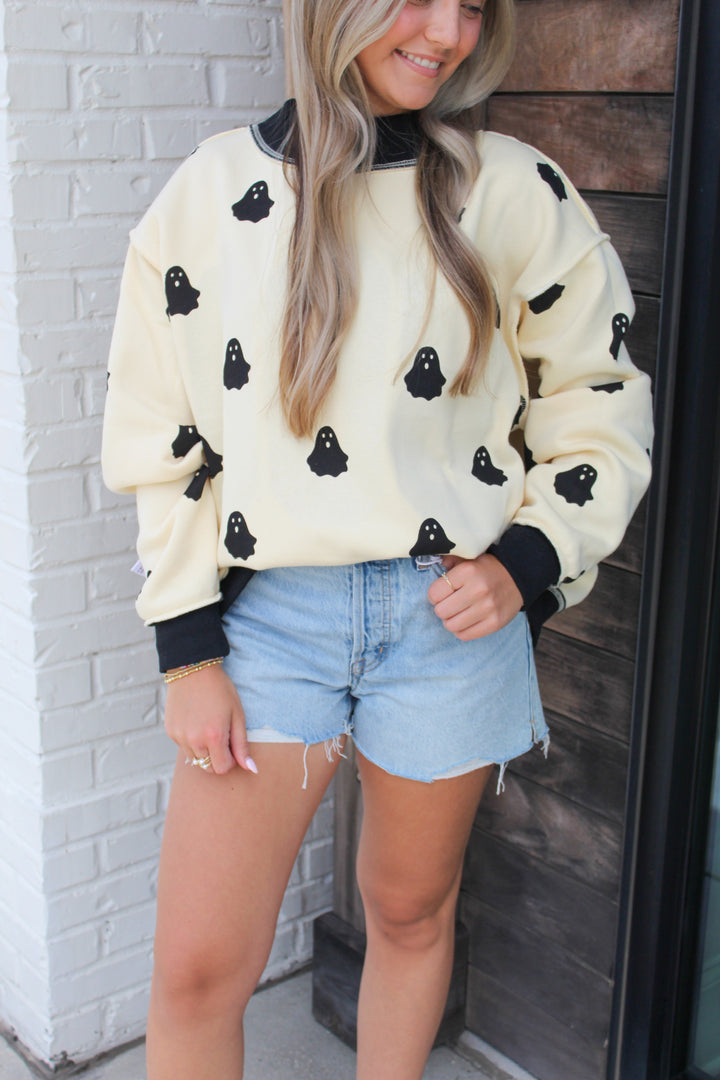 GHOSTED REVERSIBLE MOCK NECK SWEATSHIRT