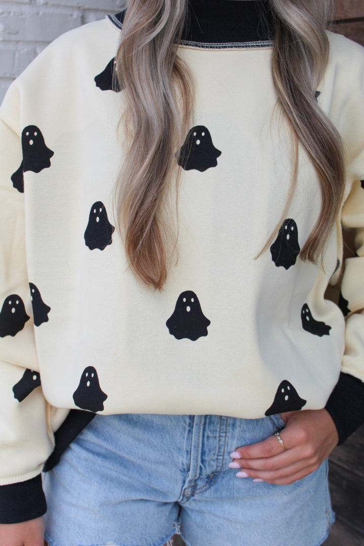 GHOSTED REVERSIBLE MOCK NECK SWEATSHIRT