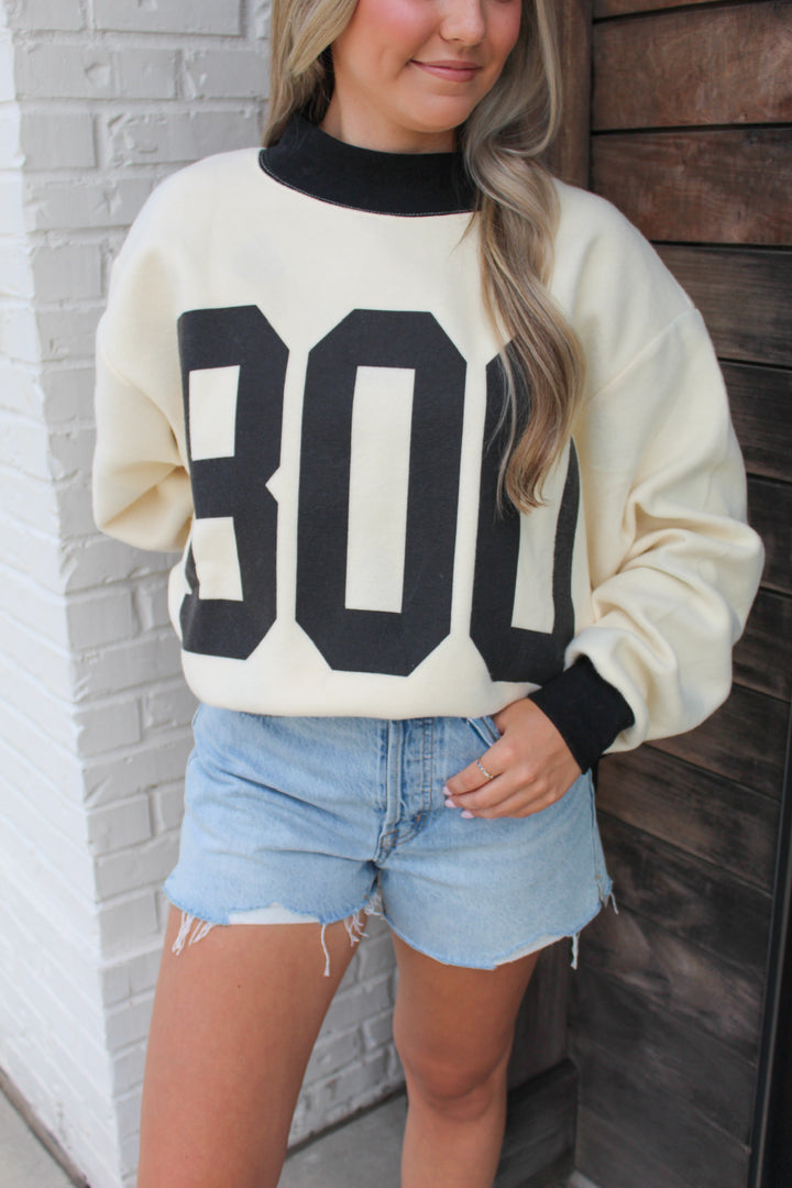 GHOSTED REVERSIBLE MOCK NECK SWEATSHIRT