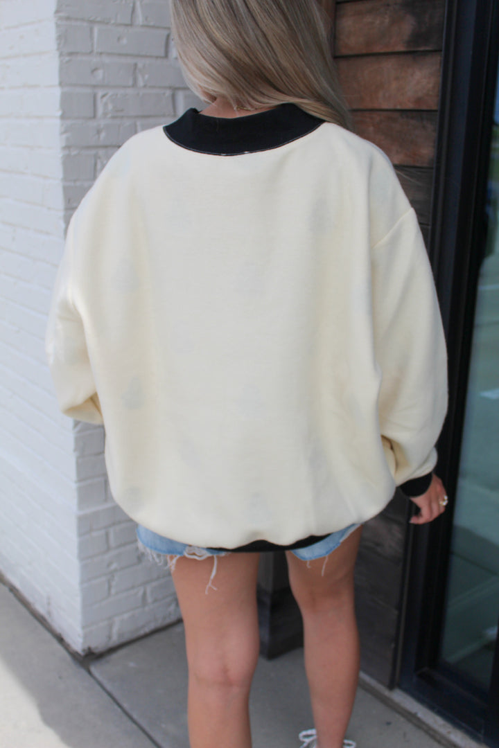 GHOSTED REVERSIBLE MOCK NECK SWEATSHIRT
