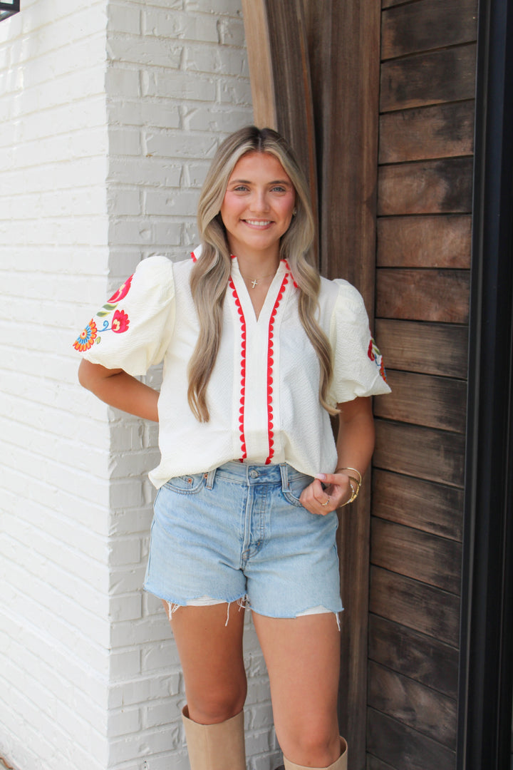 RUBY FLORAL PUFF SLEEVE TOP