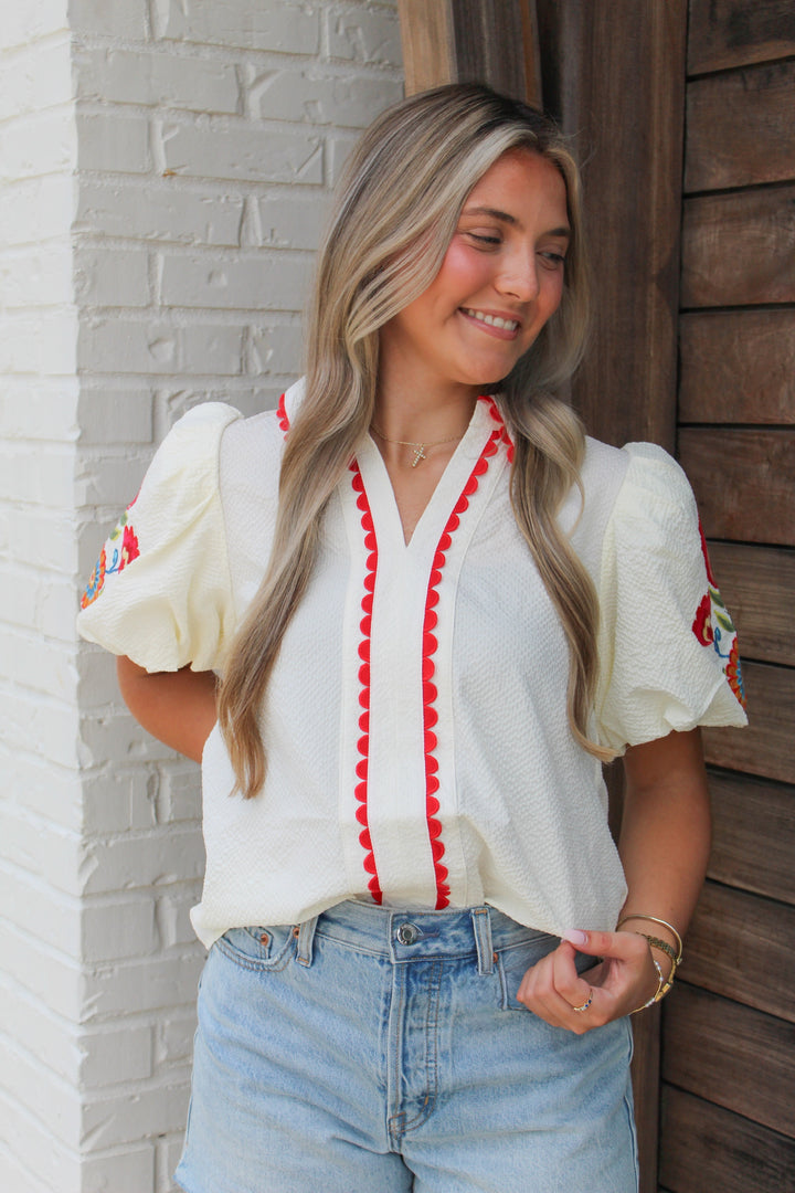 RUBY FLORAL PUFF SLEEVE TOP