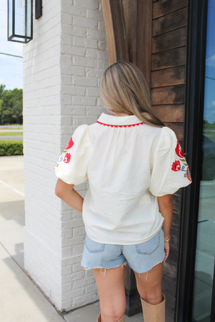 RUBY FLORAL PUFF SLEEVE TOP