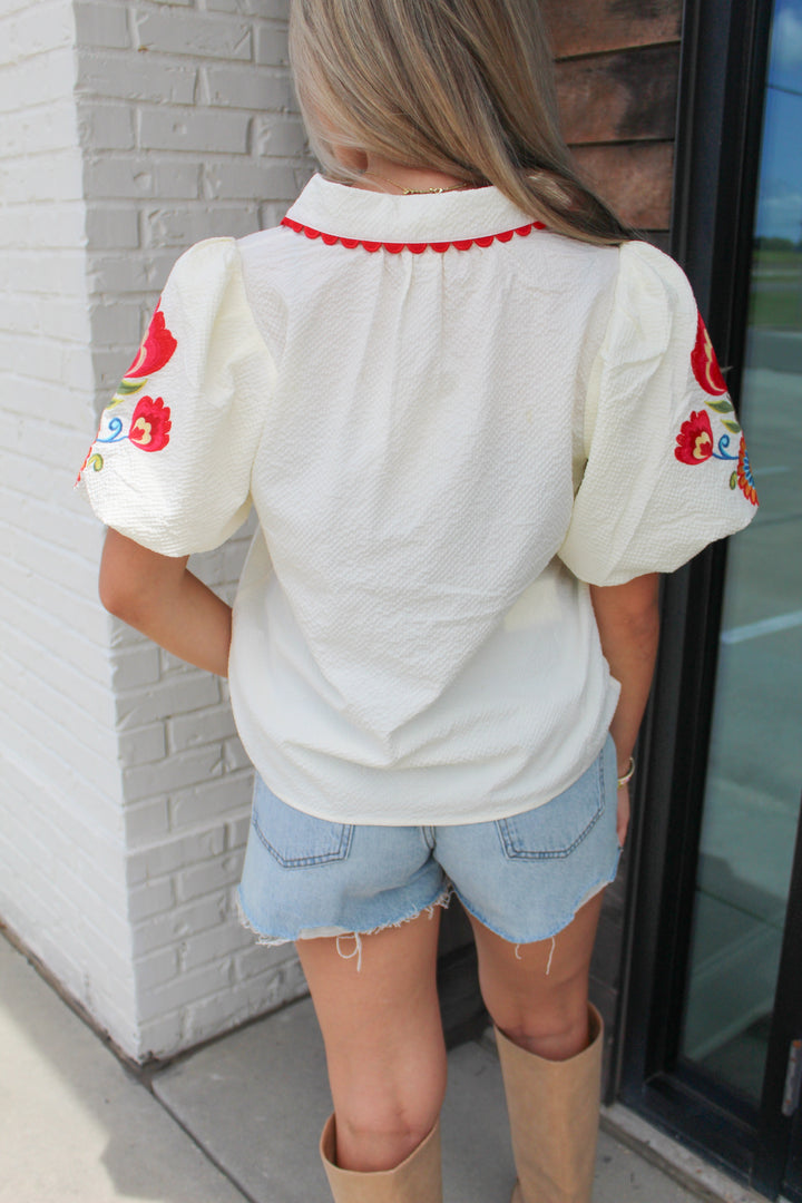 RUBY FLORAL PUFF SLEEVE TOP