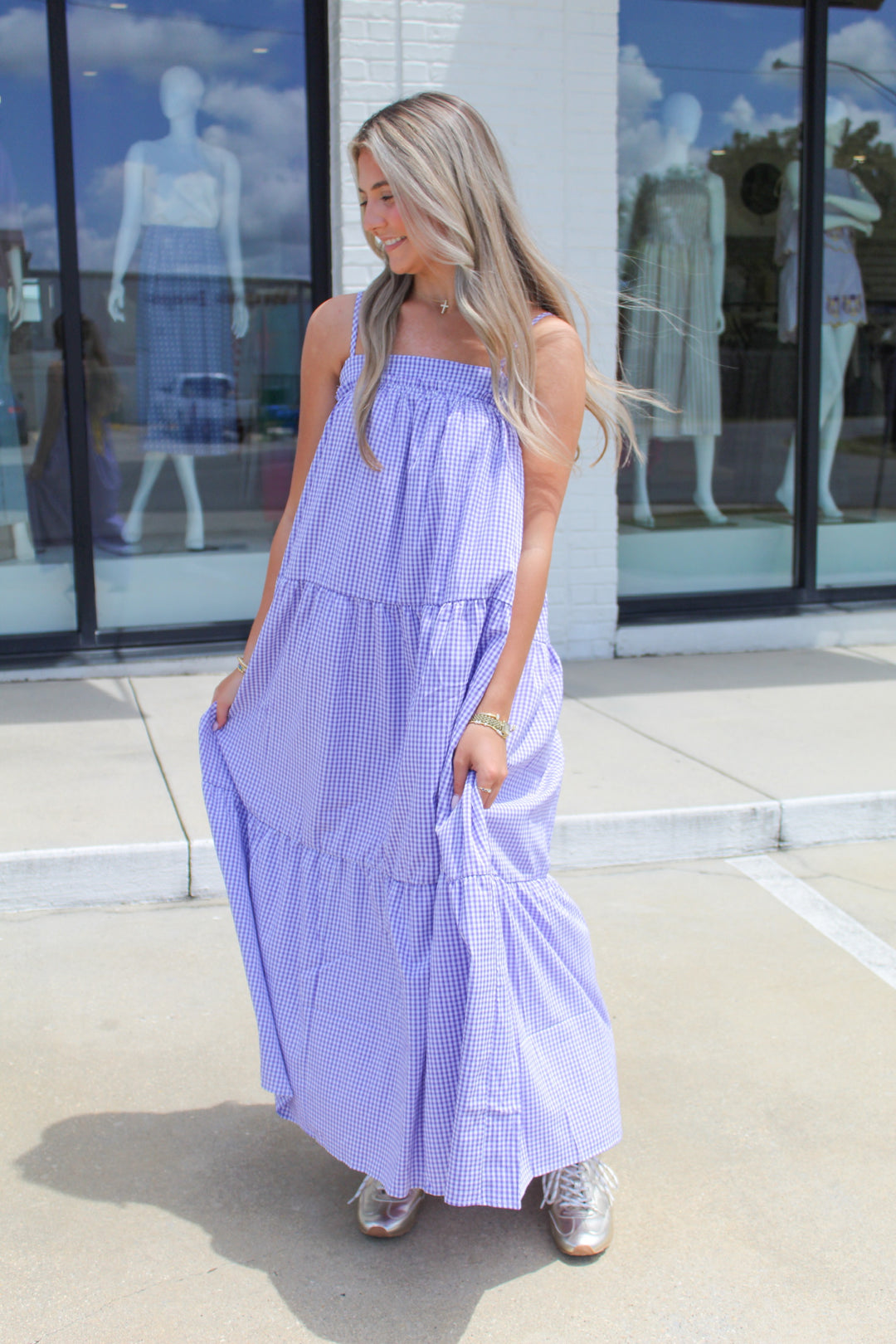 SWEET AND SUNNY GINGHAM MIDI DRESS