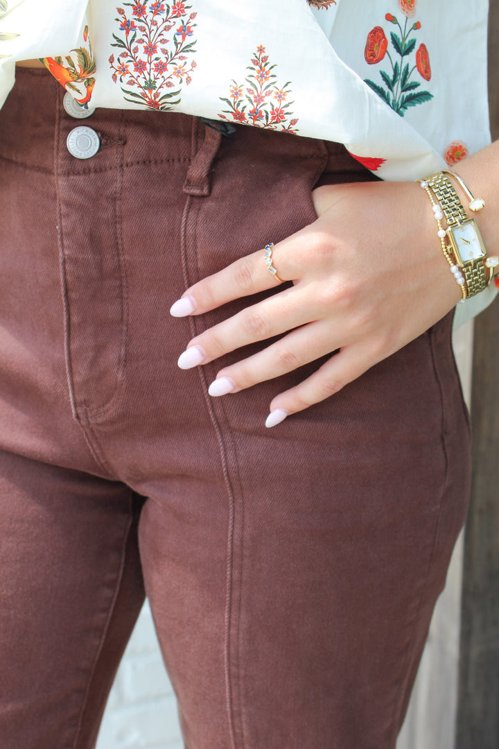 VEDA CHOCOLATE BROWN WIDE LEG JEAN