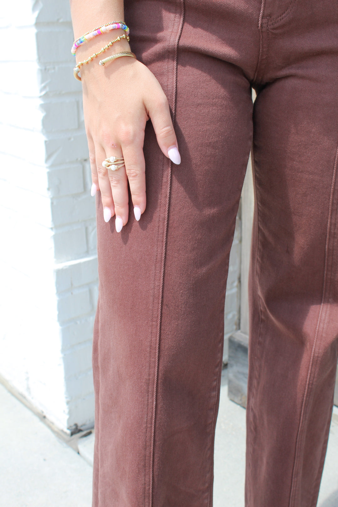 VEDA CHOCOLATE BROWN WIDE LEG JEAN