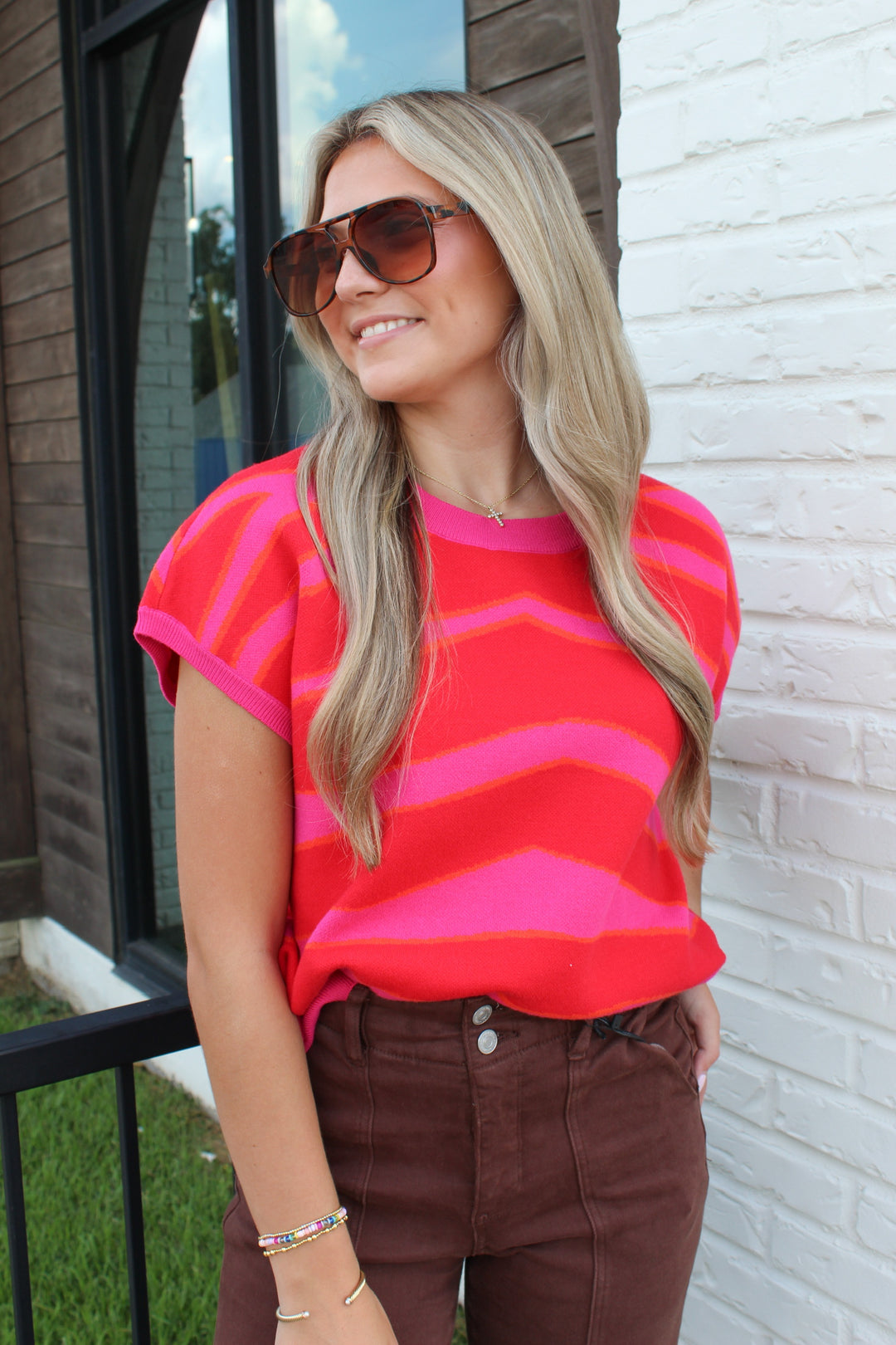 MAISIE STRIPED SLEEVELESS KNIT TOP