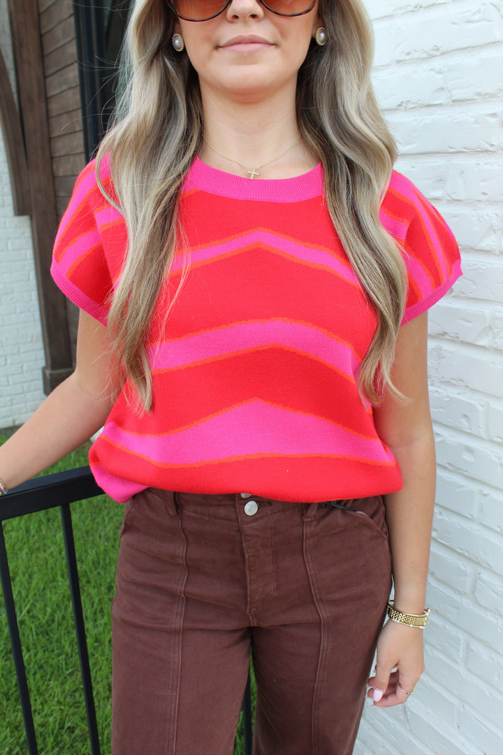 MAISIE STRIPED SLEEVELESS KNIT TOP
