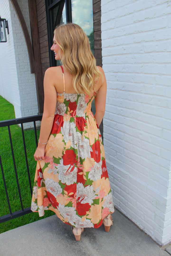 PRETTY PERFECT FLORAL MIDI DRESS