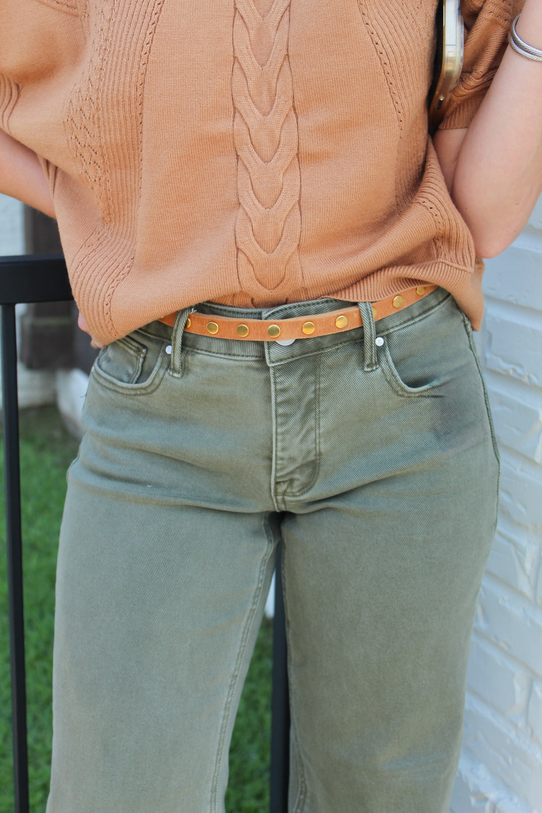 OLIVE CRUSH MID RISE STRAIGHT LEG JEAN