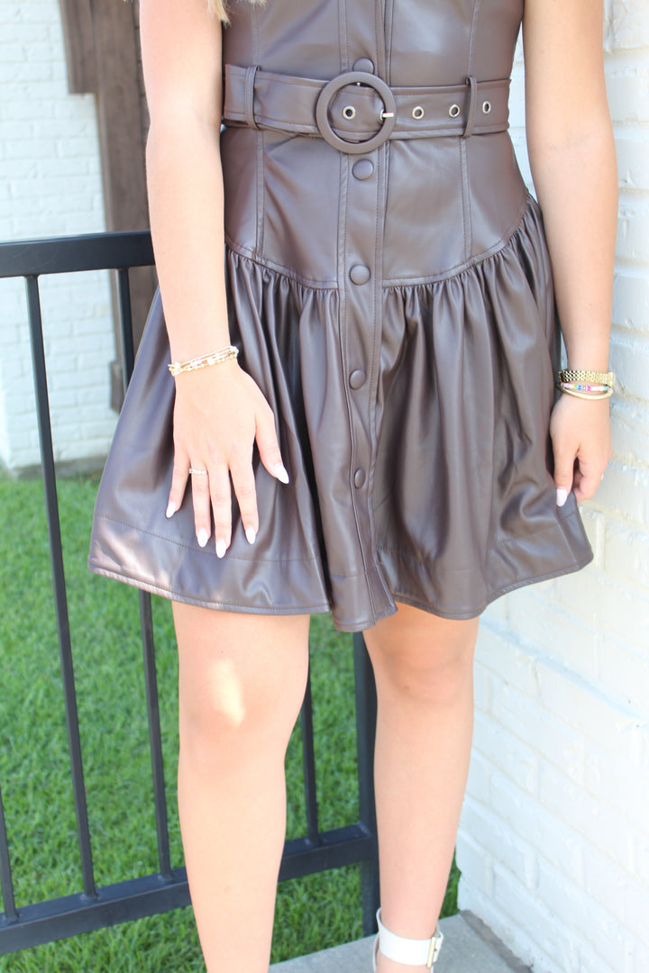 BREE BELTED LEATHER DRESS