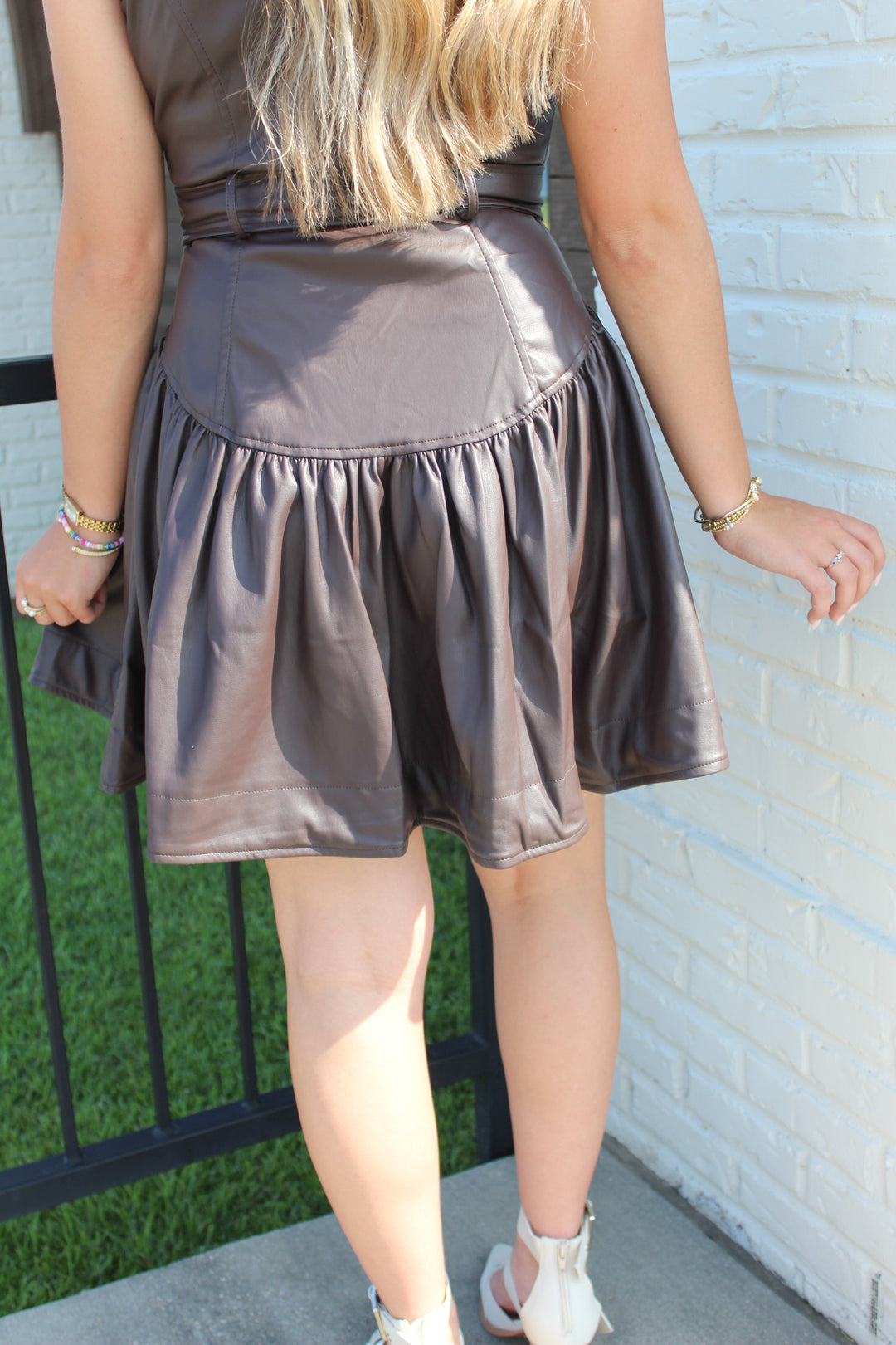 BREE BELTED LEATHER DRESS