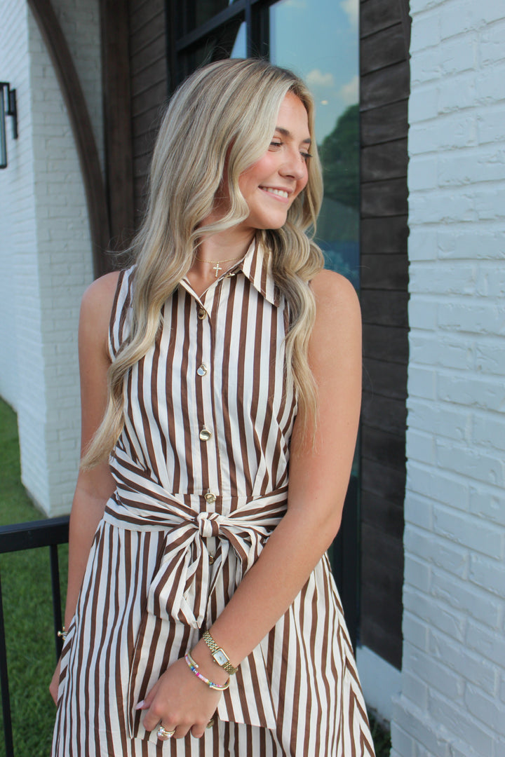 MADELINE BELTED MIDI DRESS
