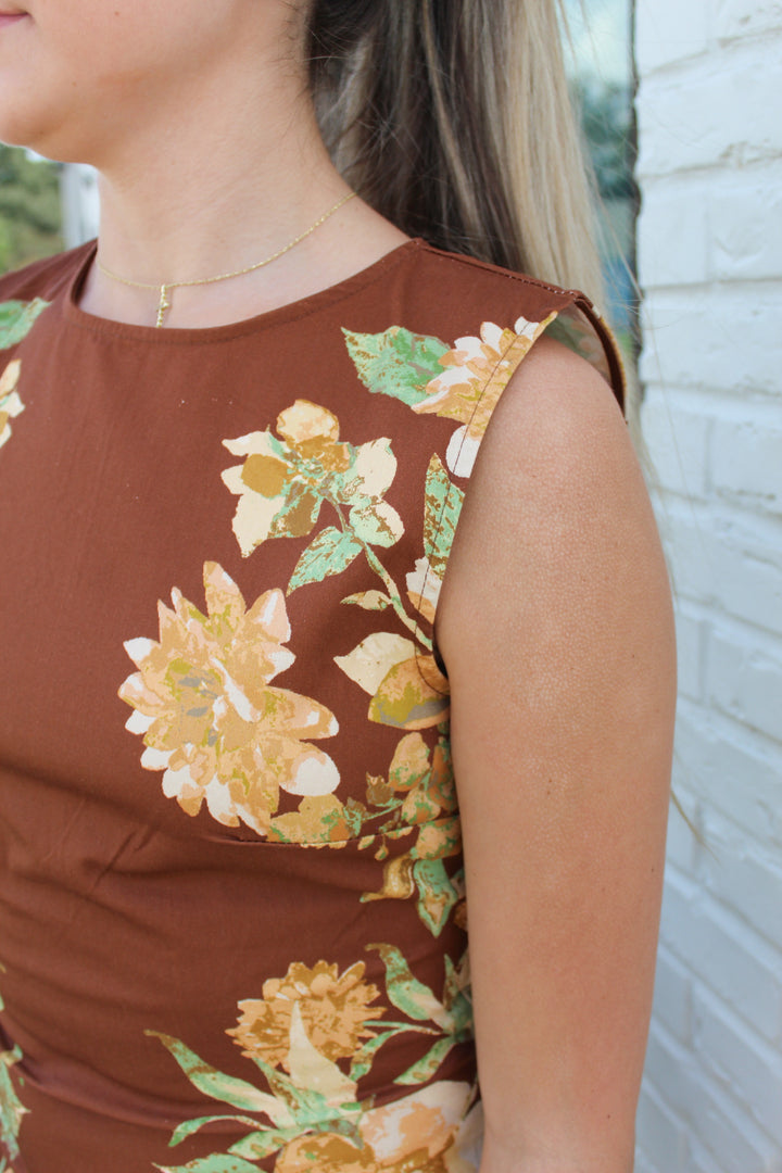 PRETTY PETALS FLORAL PRINTED MIDI DRESS