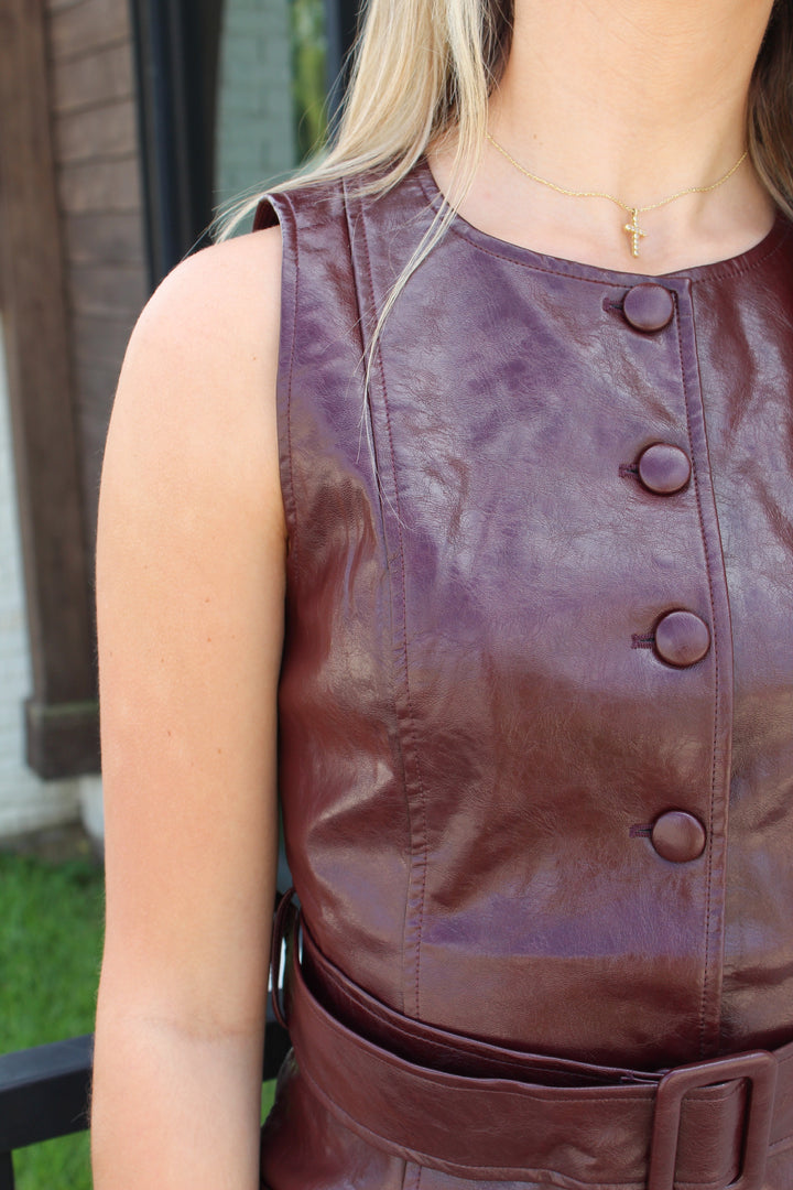 JULIAN FAUX LEATHER MINI DRESS