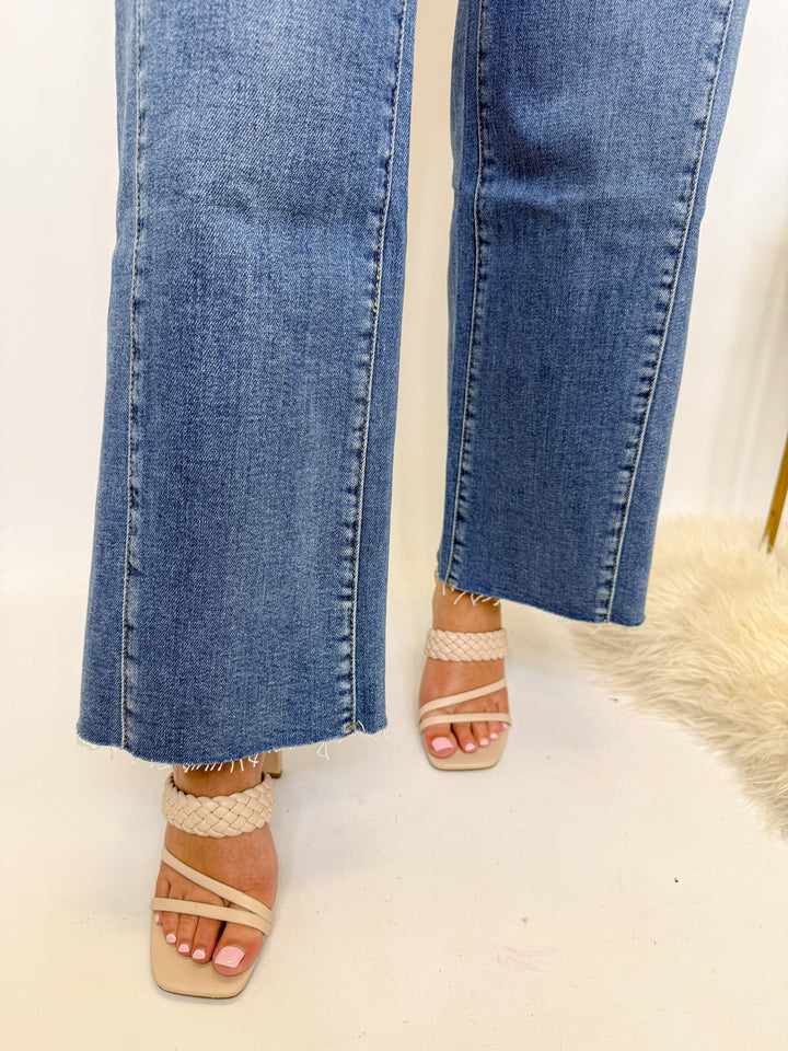 STREET SCENE CROPPED WIDE LEG JEANS