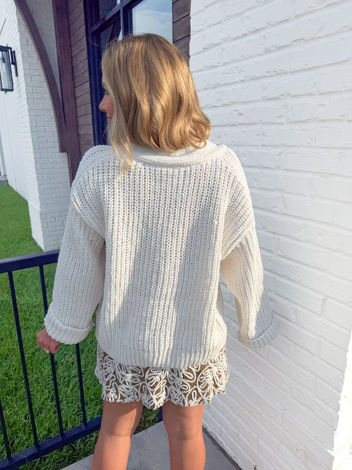 THE DARLING CREAM BUTTON DOWN CARDIGAN