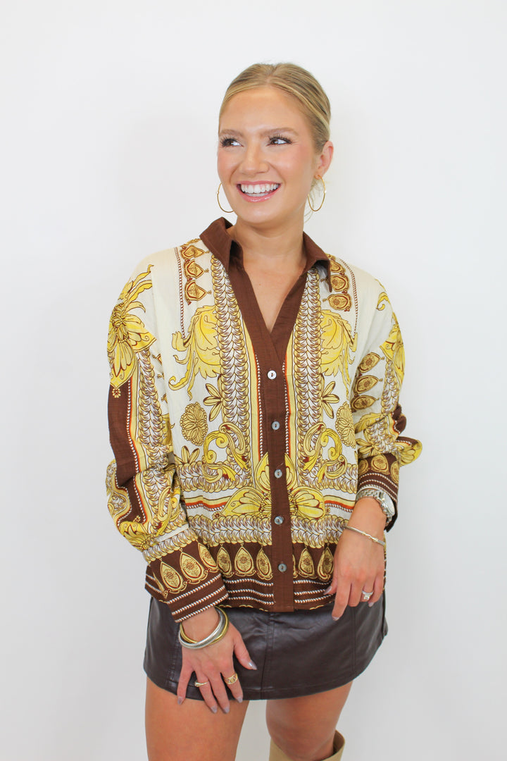 MAPLE COLLARED BUTTON DOWN TOP